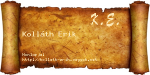Kolláth Erik névjegykártya